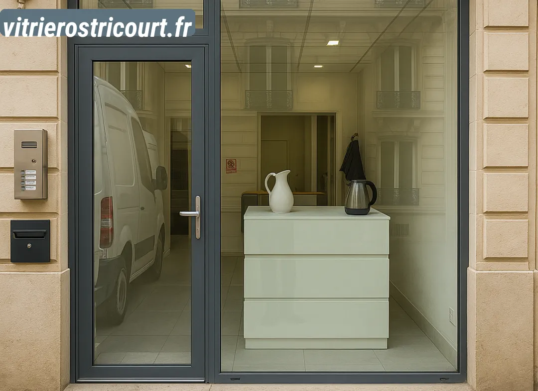 Façade vitrine de magasin en aluminium sur mesure à Ostricourt